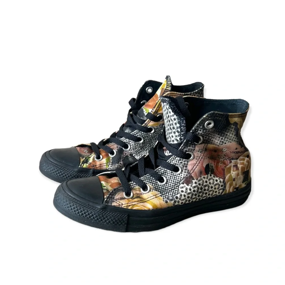 Converse High Tops Black Floral size 7 - Picture 1 of 9